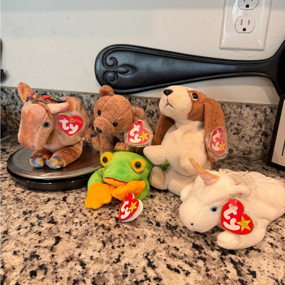 VTG TY‎ Beanie Babies Bundle of 5 Collectible 1994-2000 Retired Rare Error date